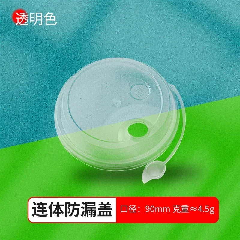 50pcs 90mm Caliber Injection Molded Leak Proof Cup Lids One Time Packaged Milk Tea Coffee Cup Lid Thickened One-piece Cover
