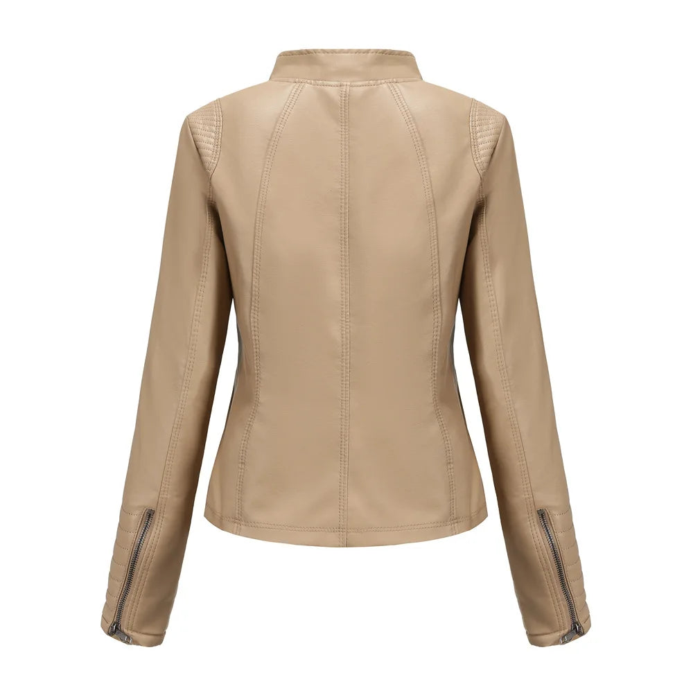 2025 Ladies New Autumn Motorcycle Short Chic PU Leather Jacket