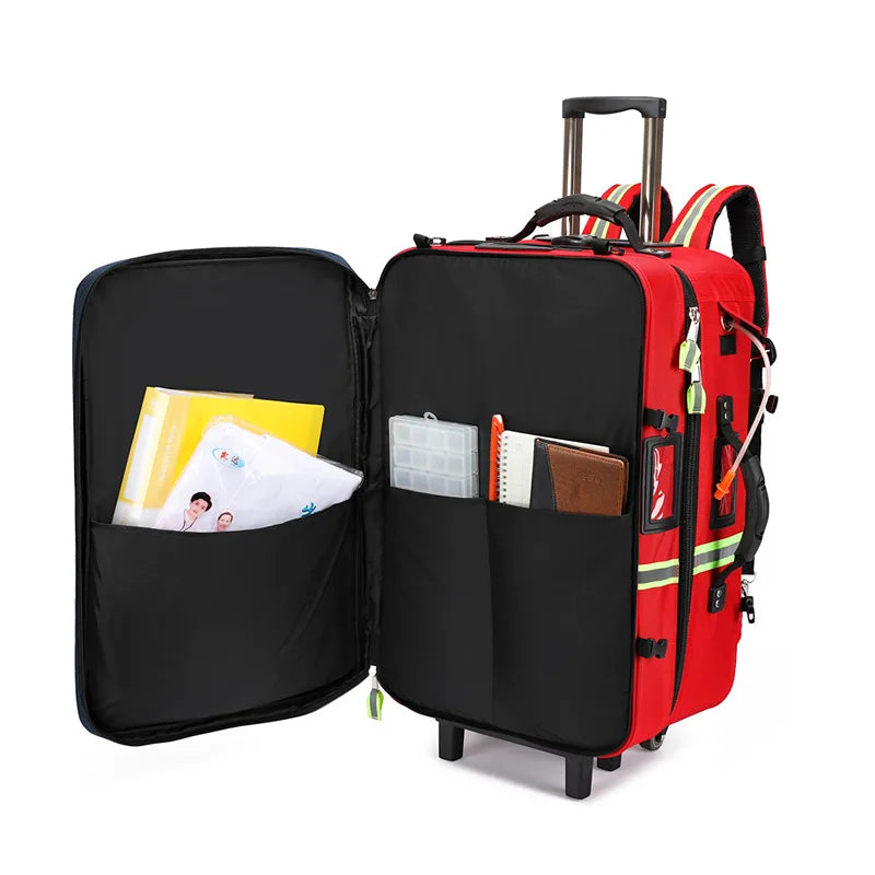 Empty Detachable Trolley Backpack Survival Kit Bag Medical Care Trolley Emergency Rescue Doctor Visit First Aid Bag