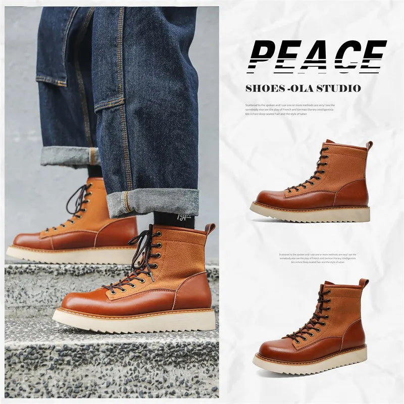 New Collection 2024-2025 Leather Boots Men's Retro Work Boots Lace Up Anti Slip Men's Boots Botas Masculino Chaussure Hommes Botas Para Hombre Botines Free gift after any purchase Free Laptop Stand