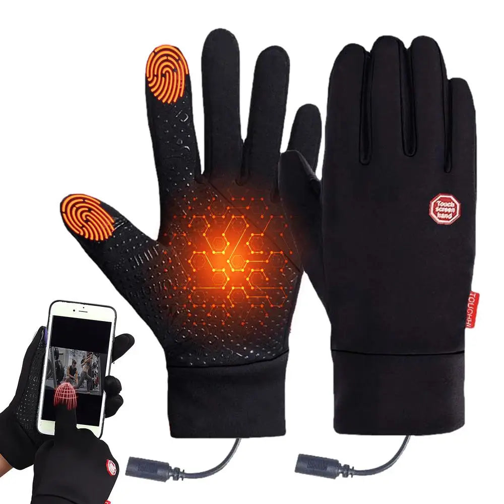 Heated Ski Gloves 1 Pair Rechargeable Fleece Thermal Gloves Cycling Accessories Hand Warmer For Motorcycling Running Riding