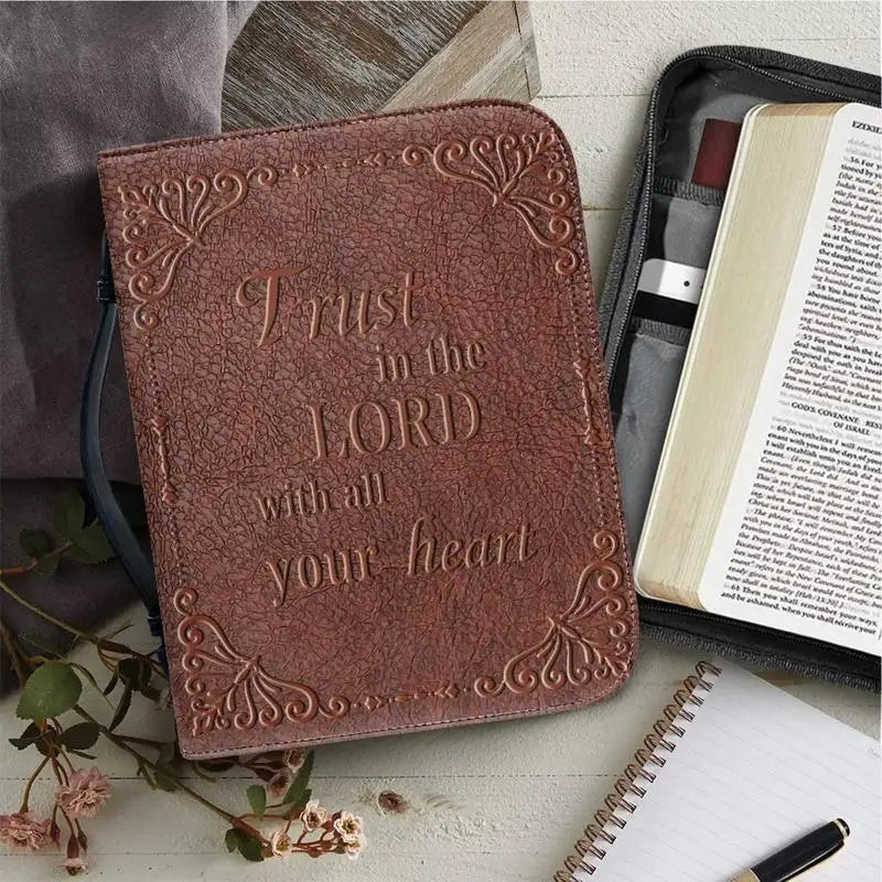 Vintage Bible Cover Carrying Case PU Leather Carrying Bag Protective Case Portable Carrying Book Case Church Bag With Handle