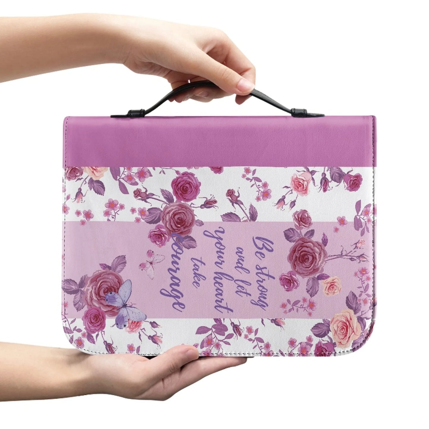 M Size Leather Cross Design Printed Book Bible Bag Student Travel Storage Bag One-handed Portable Storage Student Handbag