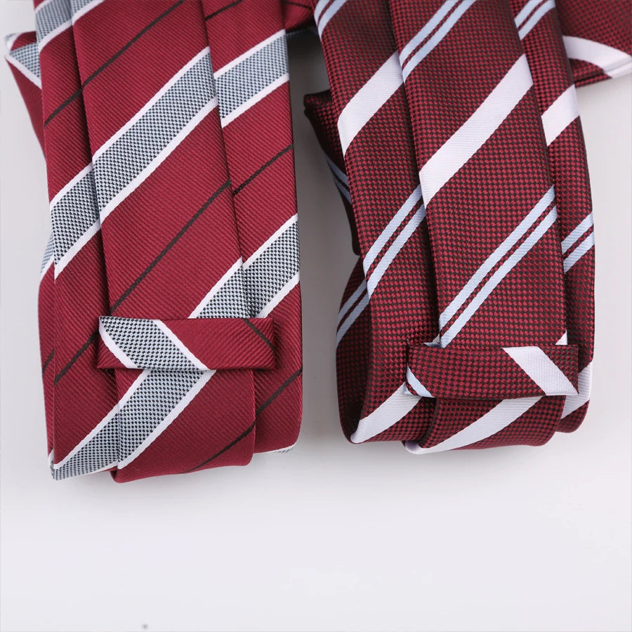 Luxury 8CM Mens Ties Necktie Red Color Stripes Ties For Man Groom Jacquard Woven Neck Tie For Business Wedding Party