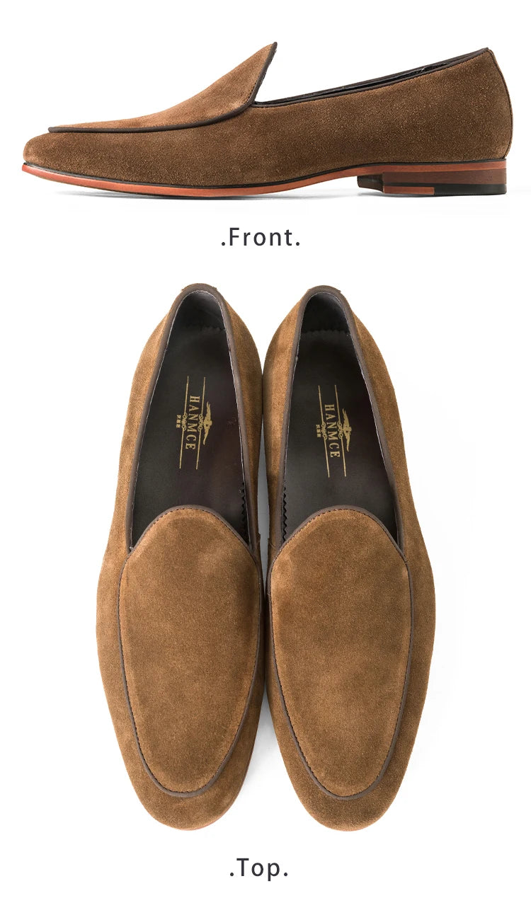 New 2024 Hanmce Fashion Sued England Casual Shoes Hand Made Luxury Loafers Genuine Leather Men Sapatos masculinos estilosos Toe shoes