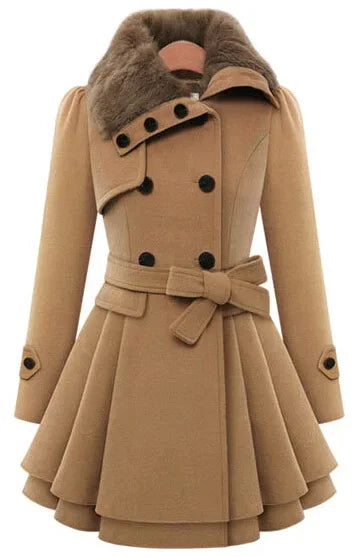 New 2025 Women's Woolen Jacket Long Slimming Smoothing Overcoat Double Row Buttoned Narrow Fit European And American Style