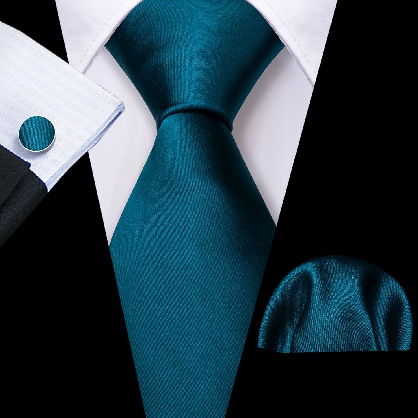 Amazony Epic Green Silk Mens Tie Hanky Cufflinks Set Mint Grass Teal Bottle Sage Pea Green Necktie For Male Wedding Business Party