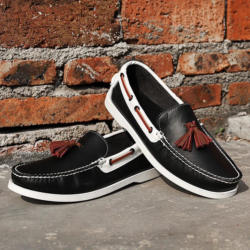 New 2024 Genuine Leather Men's Shoes Luxury Brand Lace-up Casual Shoes Designer Outdoor New Summer Sneakers Lightweight Driving Loafers