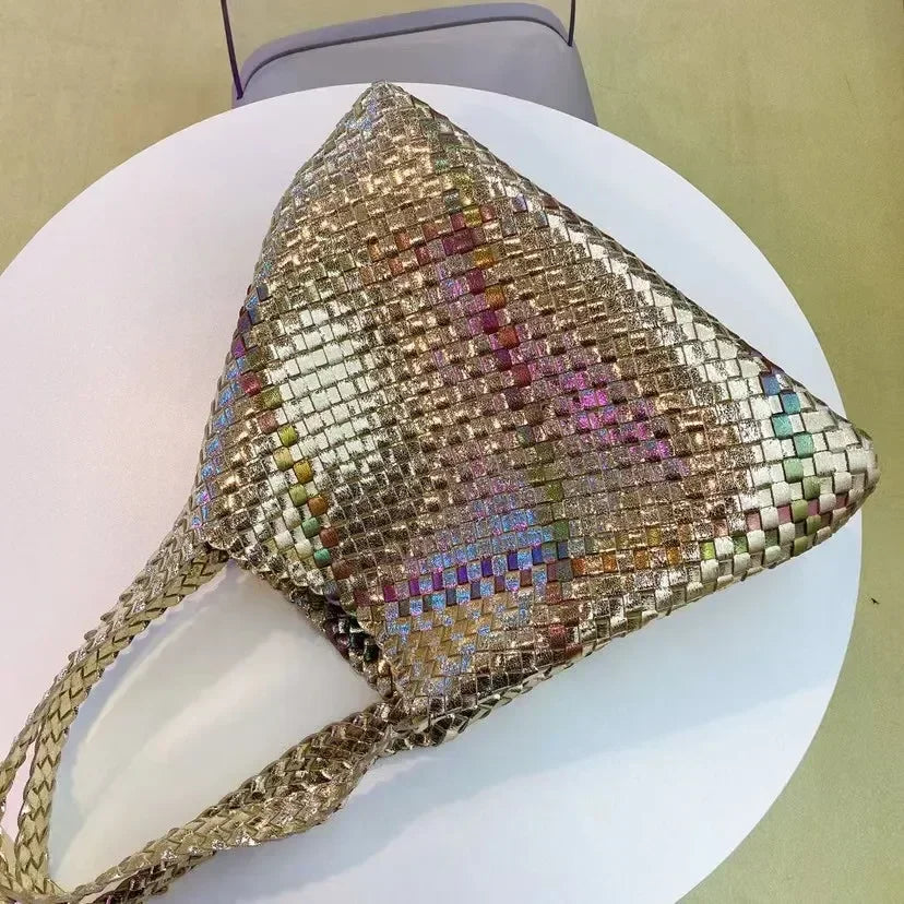 Luxury Woven Tote Women's Handbags Designer Large Shoulder Bags for Women 2025 Fashion PU Shopper Purses Composited Bags Clutch