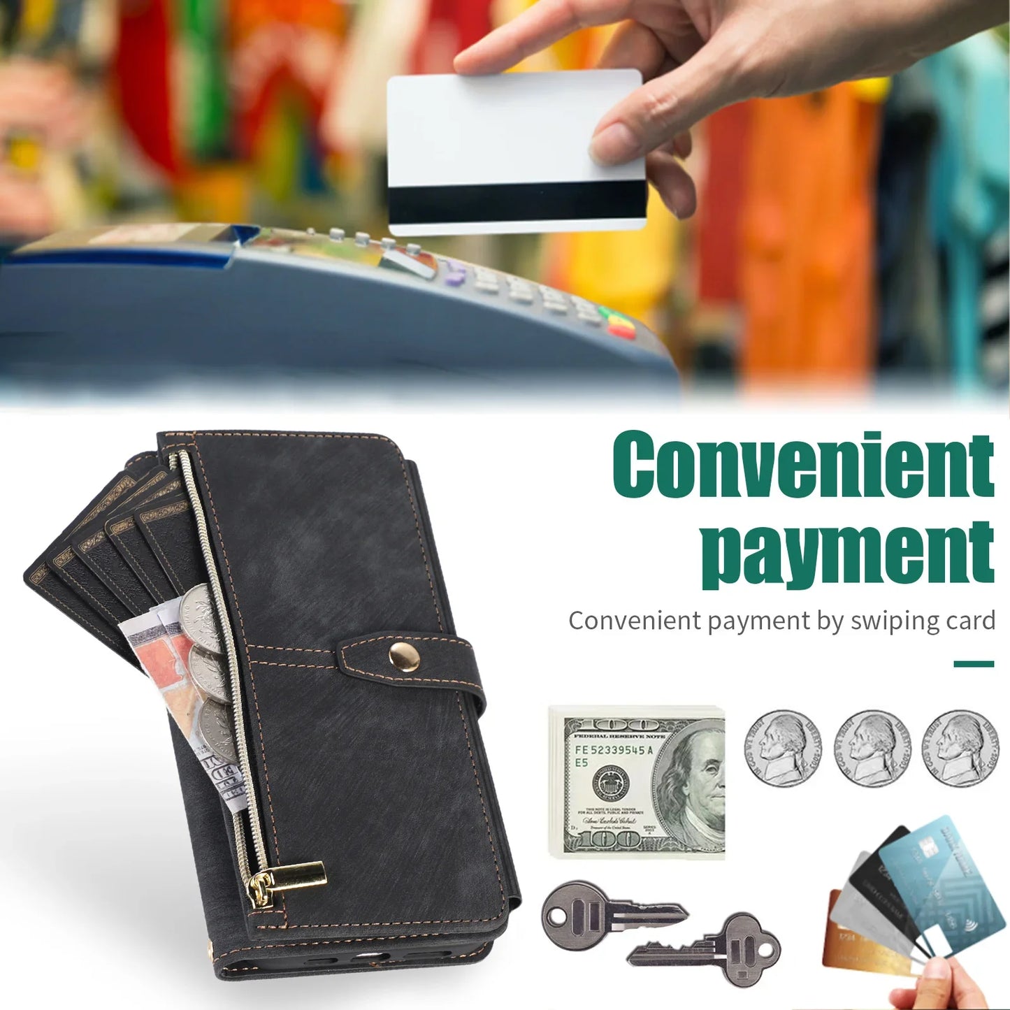 Crossbody Lanyard Card Slot Wallet Flip Case for iPhone 15 14 13 12 11 Pro Max Mini X XS 8 7 Plus SE 2020 2022 PU Leather Cover