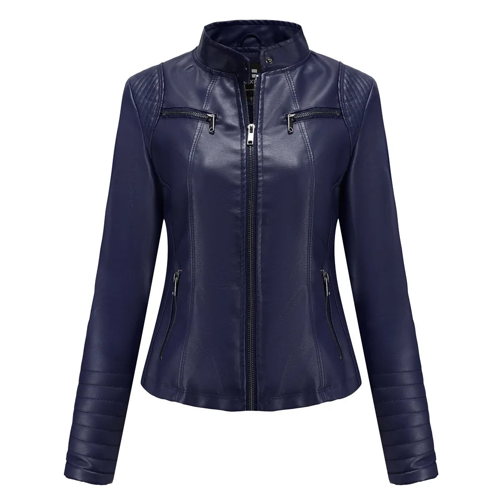 2025 Ladies New Autumn Motorcycle Short Chic PU Leather Jacket