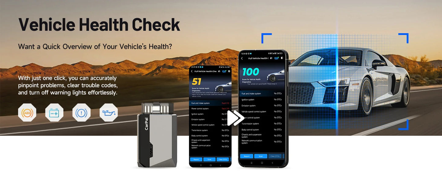 TOPDON Carpal OBD2 Scanner Bluetooth for Car All System Diagnostic Tool iOS Android Vehicle Health Check Smog Check Battery Test