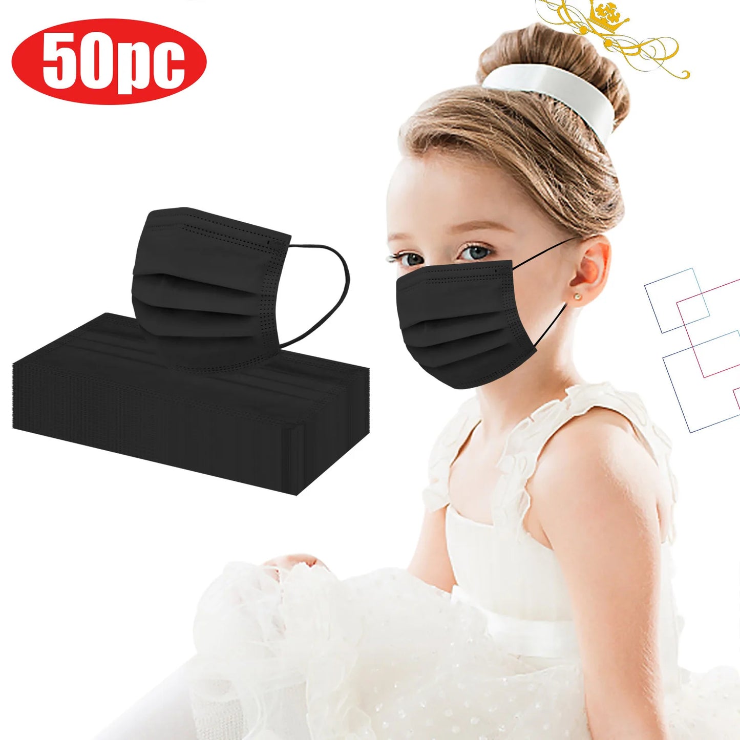 50pcs Kids Face Mask Disposable 3 Ply Safety Face Mask 4-12 Children Face Mask BUY TWO BOXES AND GET A FREE LAPTOP STAND