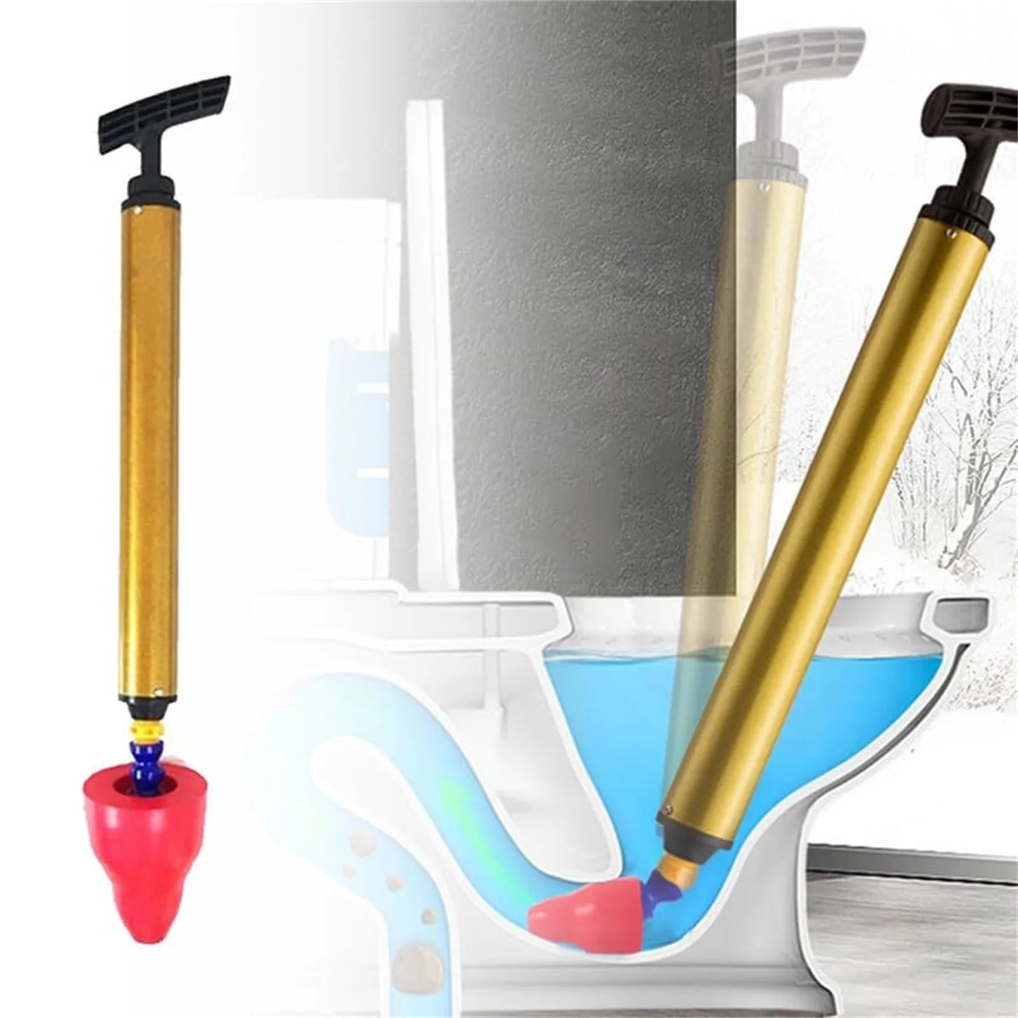 High Pressure Toilet Unblock One Shot Toilet Pipe Plunger, Upgraded Toilet Plunger Kit High Pressure Clog Remover Plumbing Tool