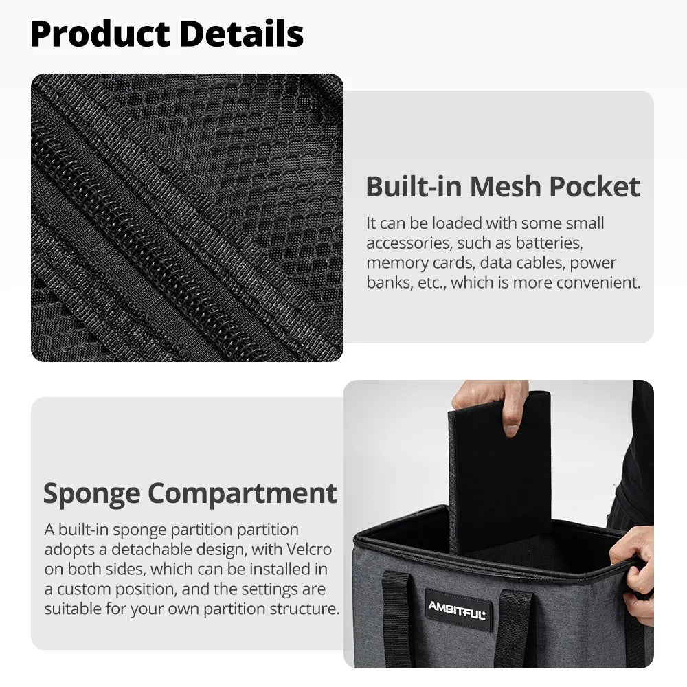 Ambitful PB18 Shoulder Straps Portable Carry Bag Studio Flash Light Video Camera Bag for Outdoor Photography Photo Video
