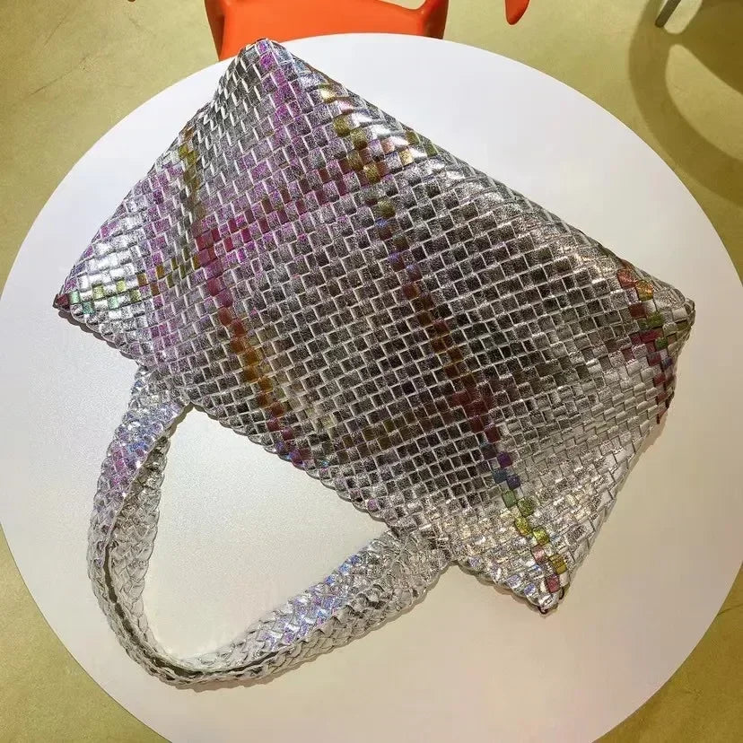 Luxury Woven Tote Women's Handbags Designer Large Shoulder Bags for Women 2025 Fashion PU Shopper Purses Composited Bags Clutch