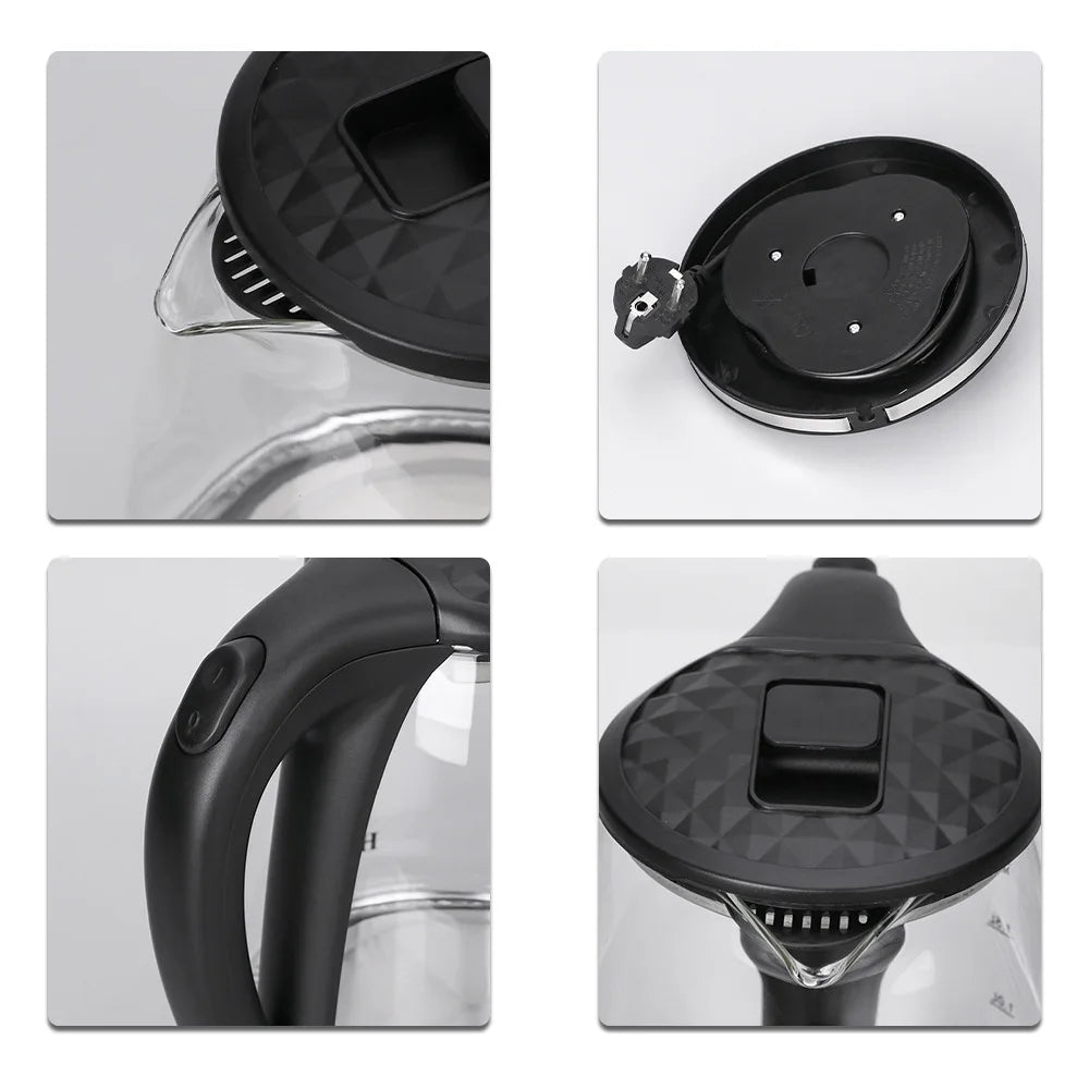 New 2024  2L Electric Glass Kettle With 2000W Kitchen Appliances Keep Warm Function Electric Boiling Tea Pot 110-220V