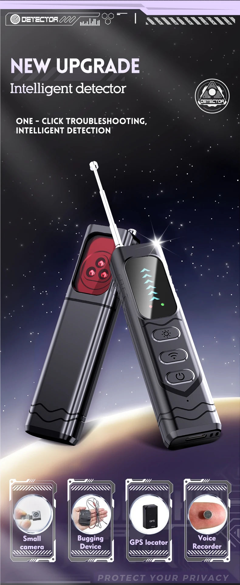 Hidden Spy Camera Detector Upgraded T17 Anti Spy Gadget GPS Tracker Finder Bug Detector Wireless RF Signal Infrared Scanner