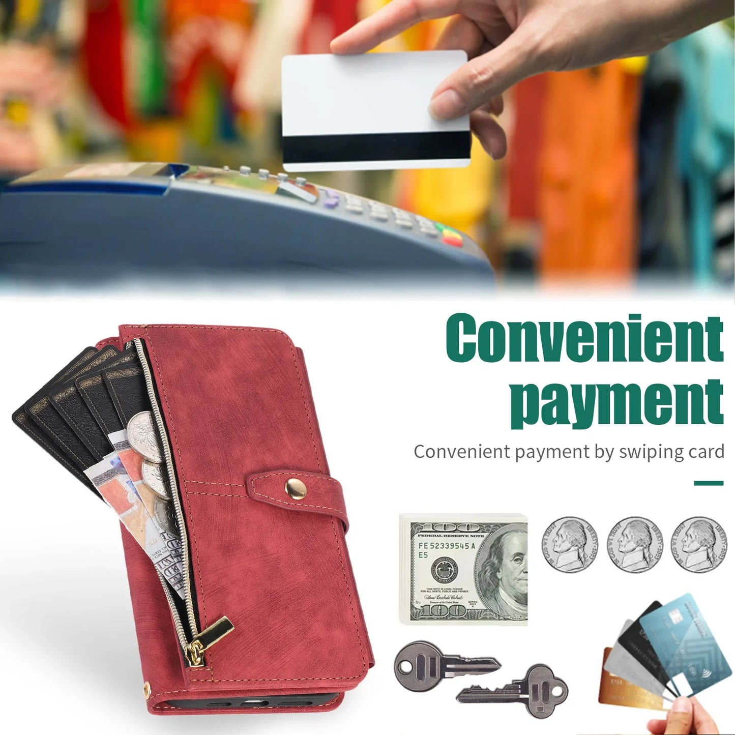 Crossbody Lanyard Card Slot Wallet Flip Case for iPhone 15 14 13 12 11 Pro Max Mini X XS 8 7 Plus SE 2020 2022 PU Leather Cover