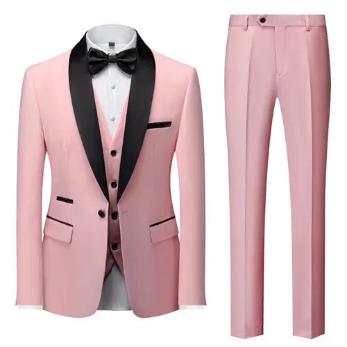 Black Men's Suit 3 Pieces, Business Wedding Terno Masculino, Fashion Slim Fit Costume Homme, Blue Red Gray, Asian Size M-4XL 5XL