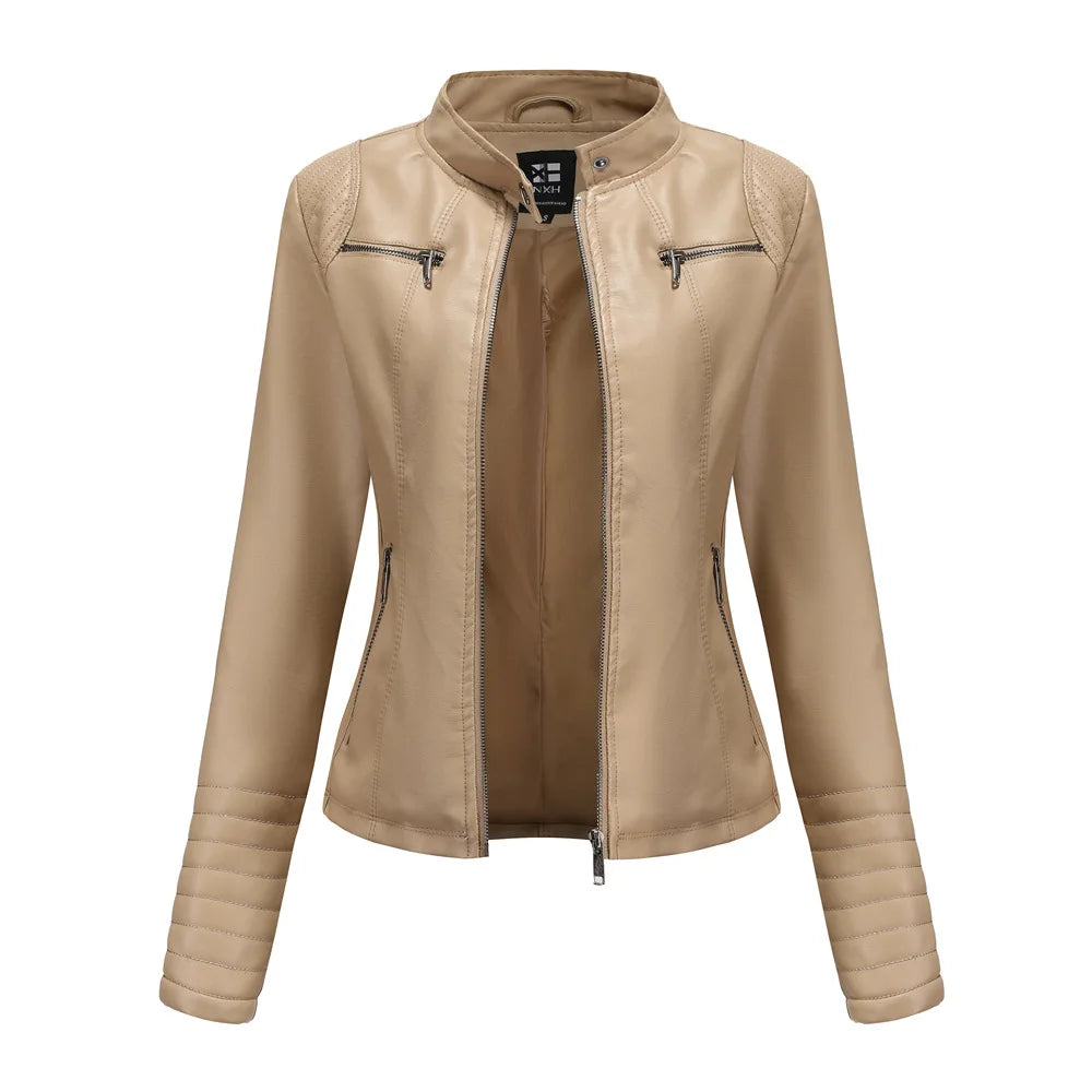 2025 Ladies New Autumn Motorcycle Short Chic PU Leather Jacket