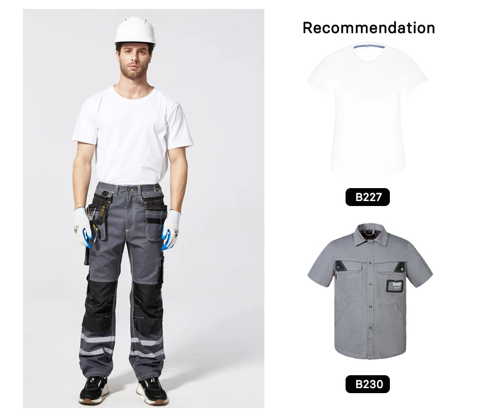 Electrician Men Working Pants Multi Functional Pockets Wear-resistance Workwear Trousers Reflective Work Mechanic Repair Mens Cargo Pants