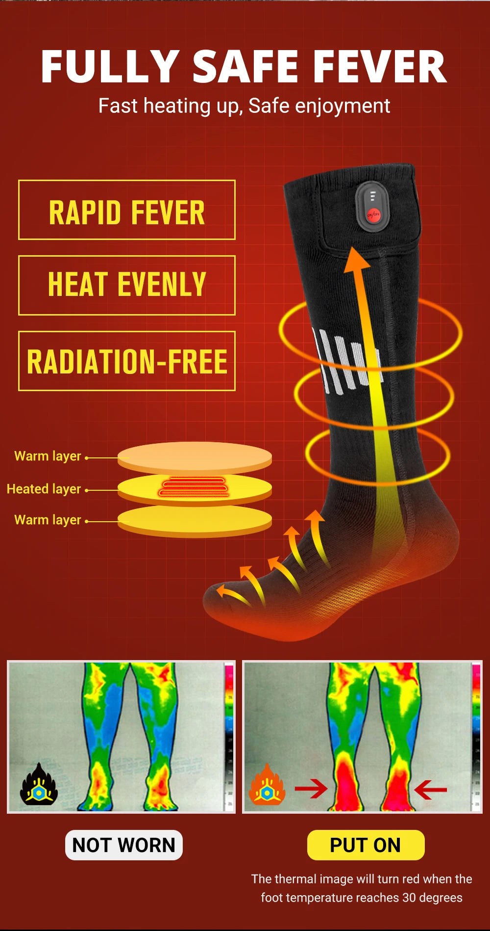 Heated Socks Winter Warmth 5000mAh USB Rechargeable 65℃ Heating Socks Motorcycle Outdoor Heated Boots Snowmobile Skiing Sock