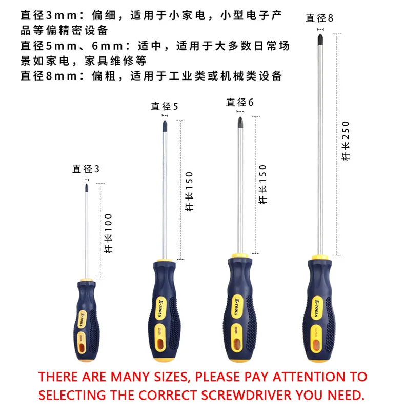 3*150-6*150mm PH0 PH1 PH2 Phillips Screwdriver 3MM 5MM 6MM Slotted Screw Driver Multifunctional Magnetic Cross Bolt Driver Tools