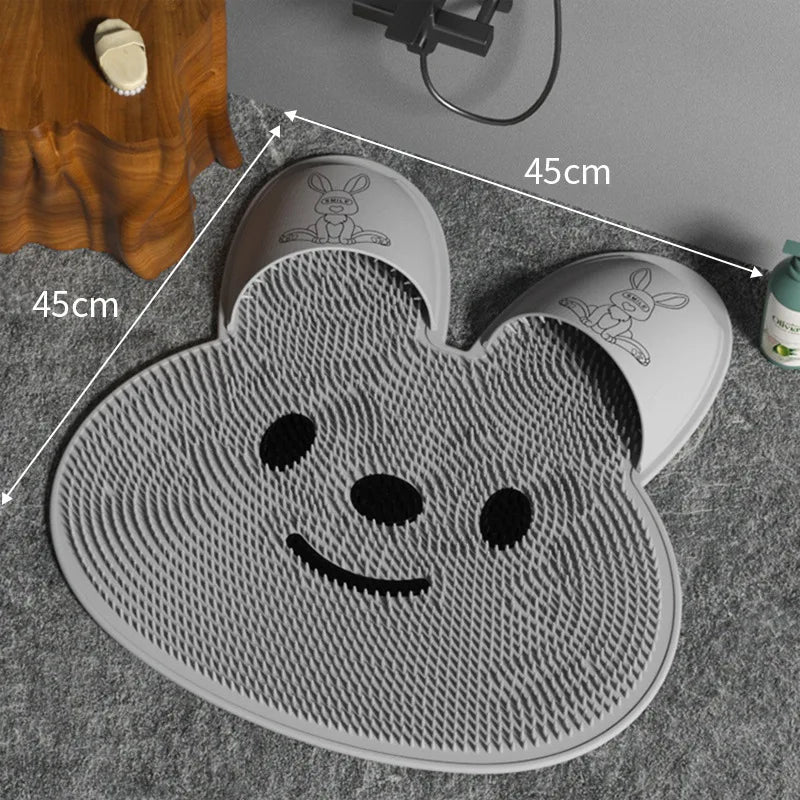 Silicone Rabbit Foot Rubbing Artifact Bathroom Non-Slip Mat Back Rubbing Massage Mat Bath Washing Foot Peeling Shower Room Floor