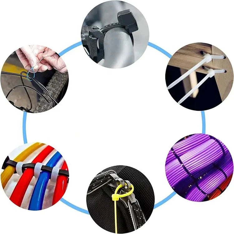 500Pcs Cable Management Assorted Industrial Supply Fasteners Plastic Wire Zip Ties Organiser Nylon Electric Cable Tie