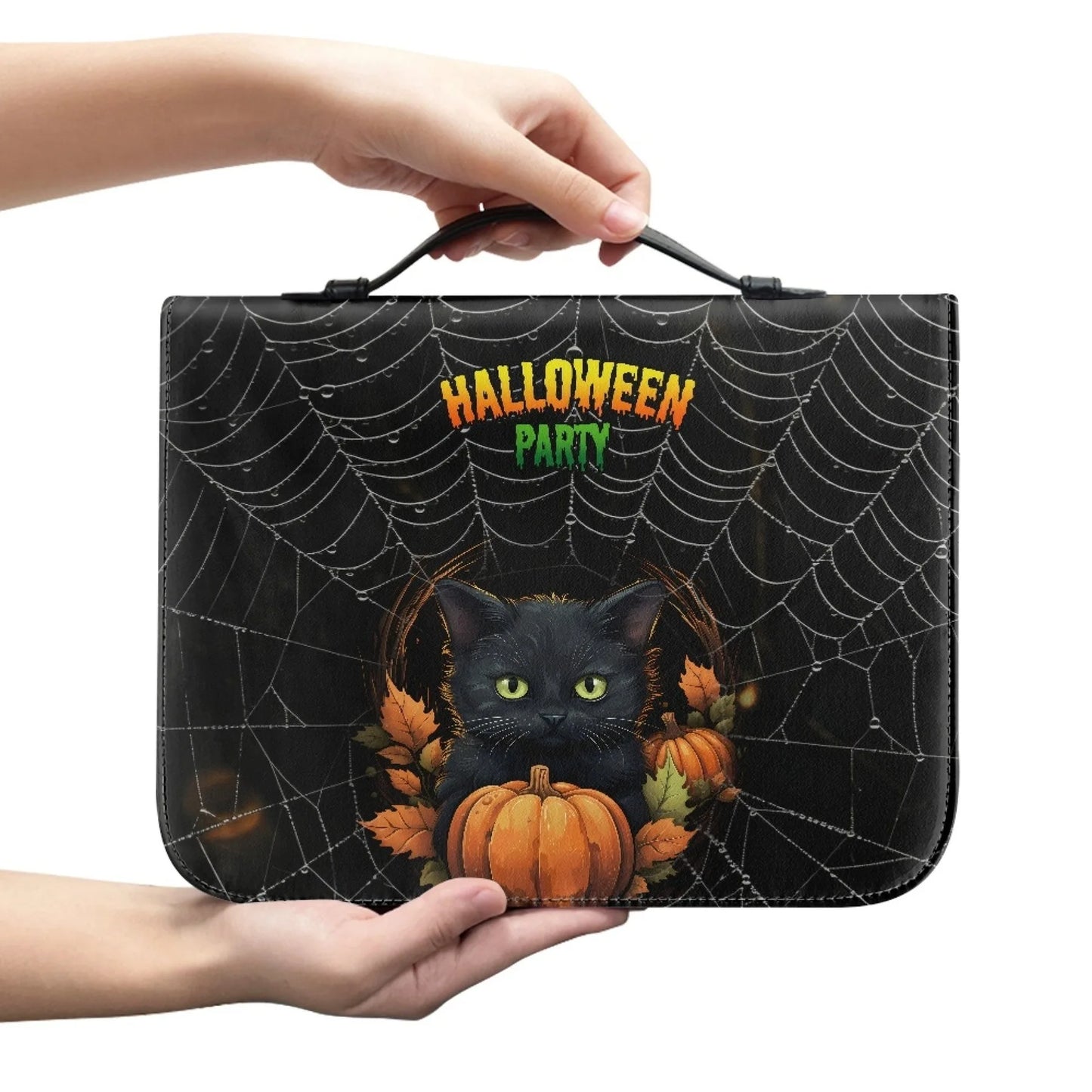 M Size Leather Cross Design Printed Book Bible Bag Student Travel Storage Bag One-handed Portable Storage Student Handbag