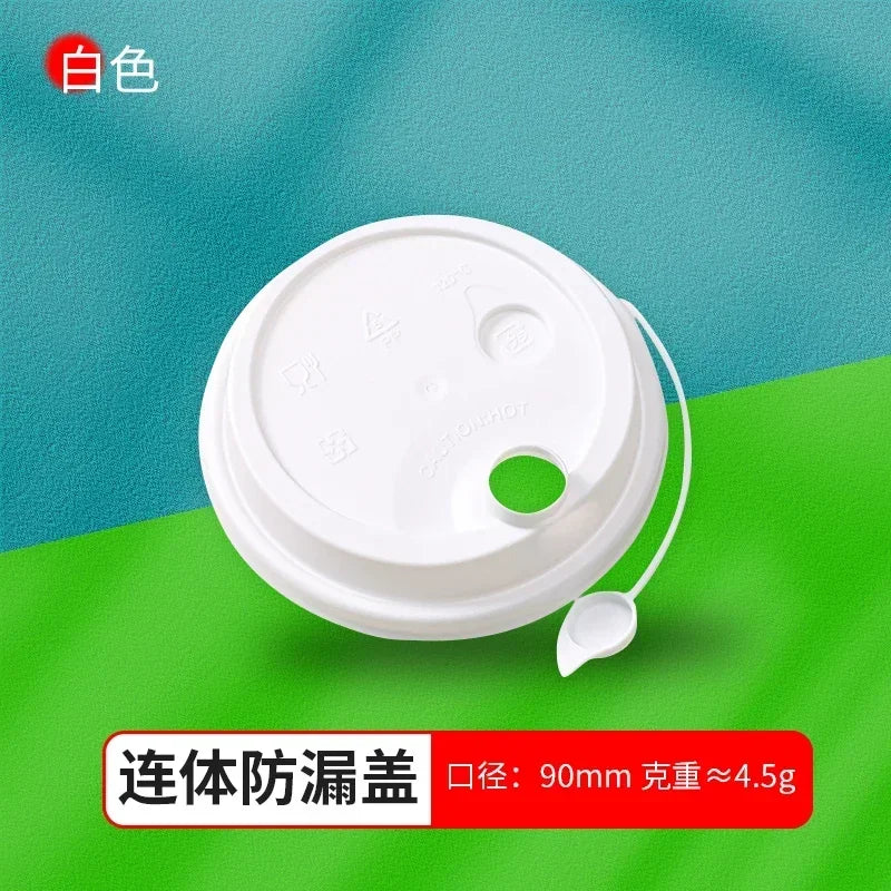 50pcs 90mm Caliber Injection Molded Leak Proof Cup Lids One Time Packaged Milk Tea Coffee Cup Lid Thickened One-piece Cover