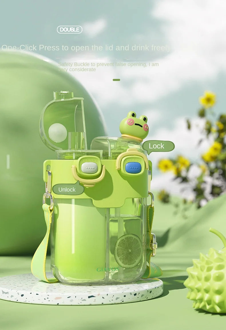 GIAVOS Large Capacity Portable Plastic Cup High Appearance Level Split Storage Cup Children's Water Cup Students with Straw Cup