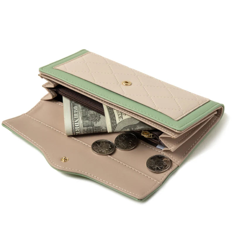 2024 Fashion Brand Long Panelled PU Leather Money Unique Purse Hasp Card Holders Purse High Capacity Female Fashion  Wallets for Women