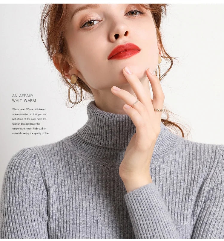 Women Fall Turtleneck Sweater Knitted Soft Pullovers Cashmere Jumpers Basic Soft Sweaters For Women 2024 Autumn Winter