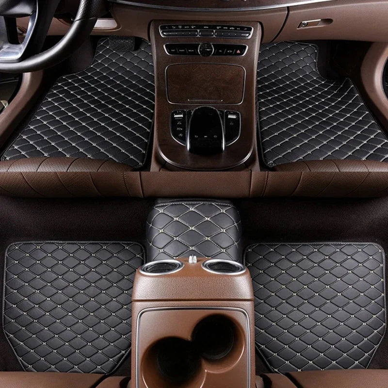 5PCS Universal Car Floor Mats PU Leather Waterproof Auto Foot Pad Protector Carpet Front and Rear Mats Set Auto Accessories