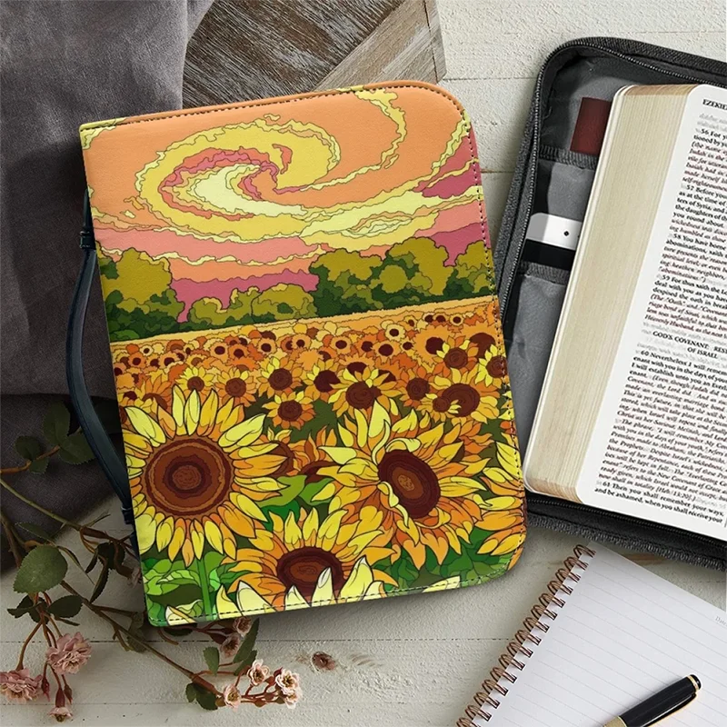 Women's Handbags Portable Bible Storage Bags Fashion New Leather Bible Verse Printing Zippered Handle Church Bible Bag Custom