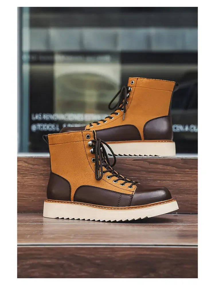 New Collection 2024-2025  Brand Men Genuine Leather  Boots 2024 Men Brand Comfortable Retro British Style Work Outdoor Ankle Classic Handmade Boots Buy one boots Get a free Laptop stand
