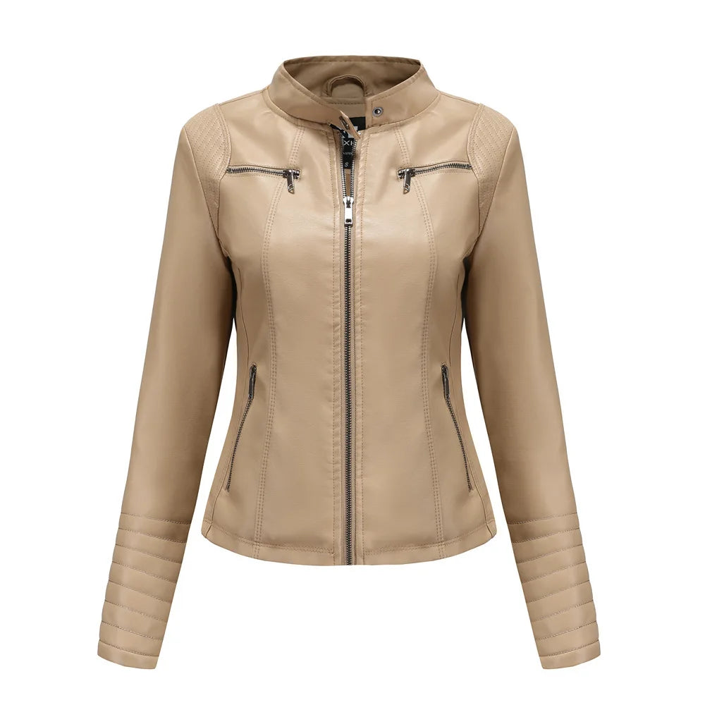 2025 Ladies New Autumn Motorcycle Short Chic PU Leather Jacket