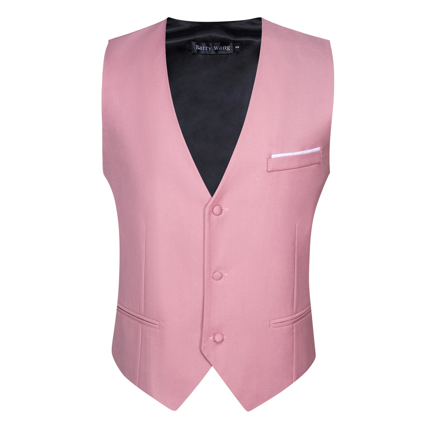 Elegant Vest for Men Solid Satin Waistcoat Tie Bowtie Hanky Set Sleeveless Jacket Wedding Formal Male Gilet Suit Barry Wang