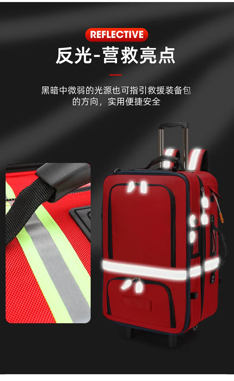 Empty Detachable Trolley Backpack Survival Kit Bag Medical Care Trolley Emergency Rescue Doctor Visit First Aid Bag