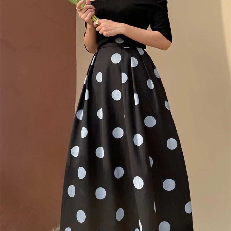 2024 Celmia Women Maxi Skirts Bohemian Polka Dot Long Skirt Summer High Waist Pockets Casual Party Office Bottoms Large Robe