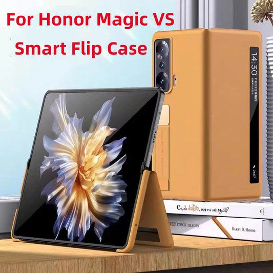 Luxury Business Smart View Flip Leather Phone Case For Honor Window Sleep Wake UP Stand Protective Back Shell