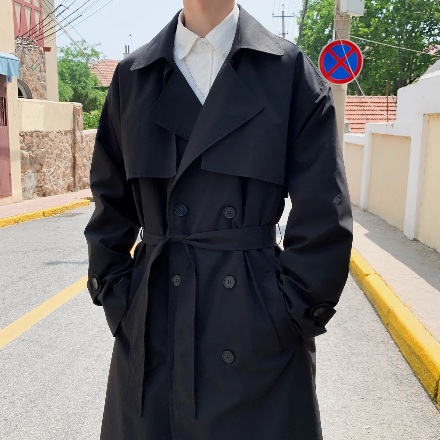 New Collections Autumn and Winter 2024-2025  trench coat mens Korean style Male Streetwear Windbreaker Trenchcoat Men Solid  coats for men Casual Loose Long Overcoat