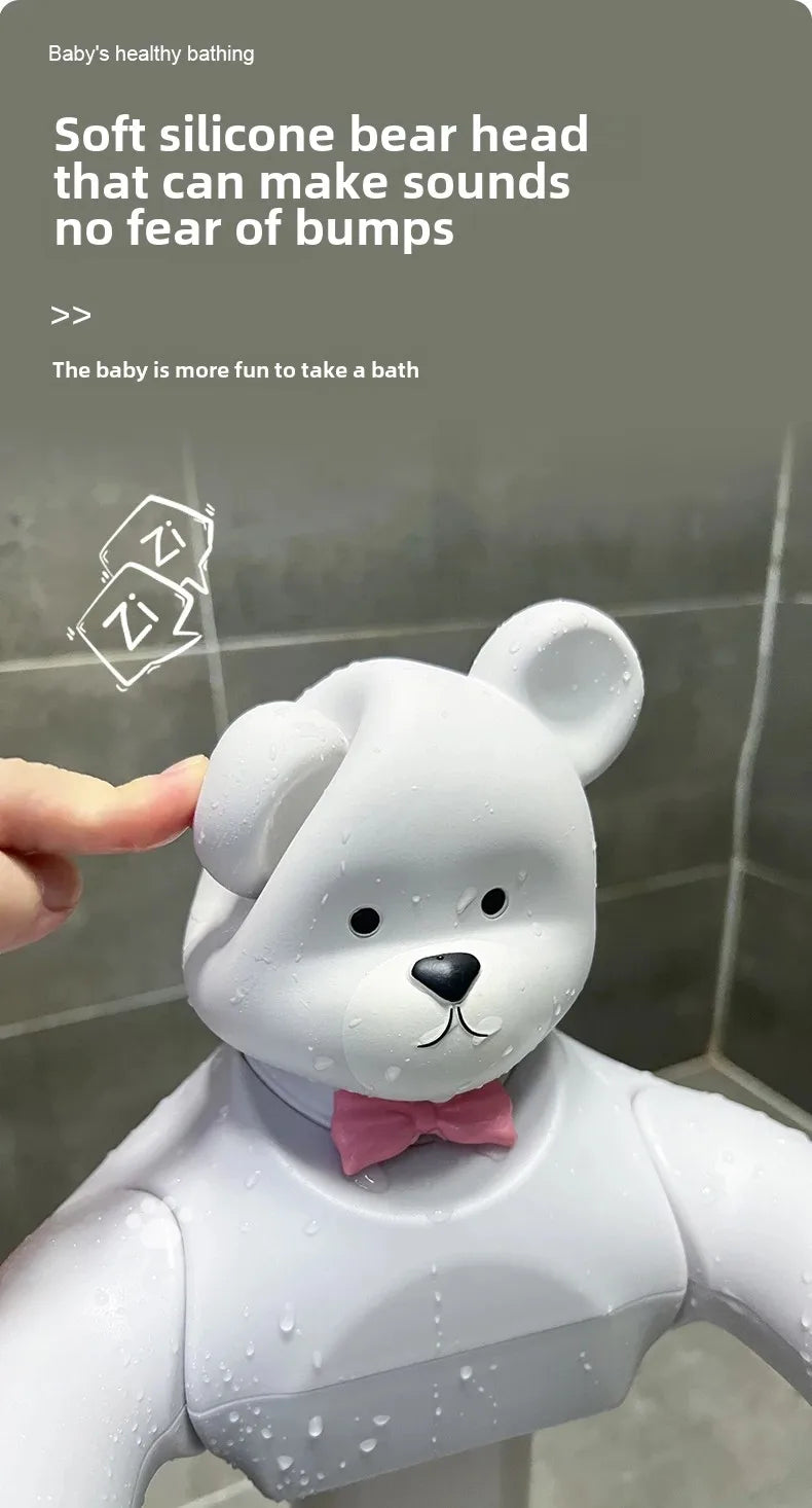 Cartoon Bear Baby Bathtub with Stand, Children's Baby Standing Bath, Baby Rinse Butt Holder, Toddler Stand Bath Tub Showers