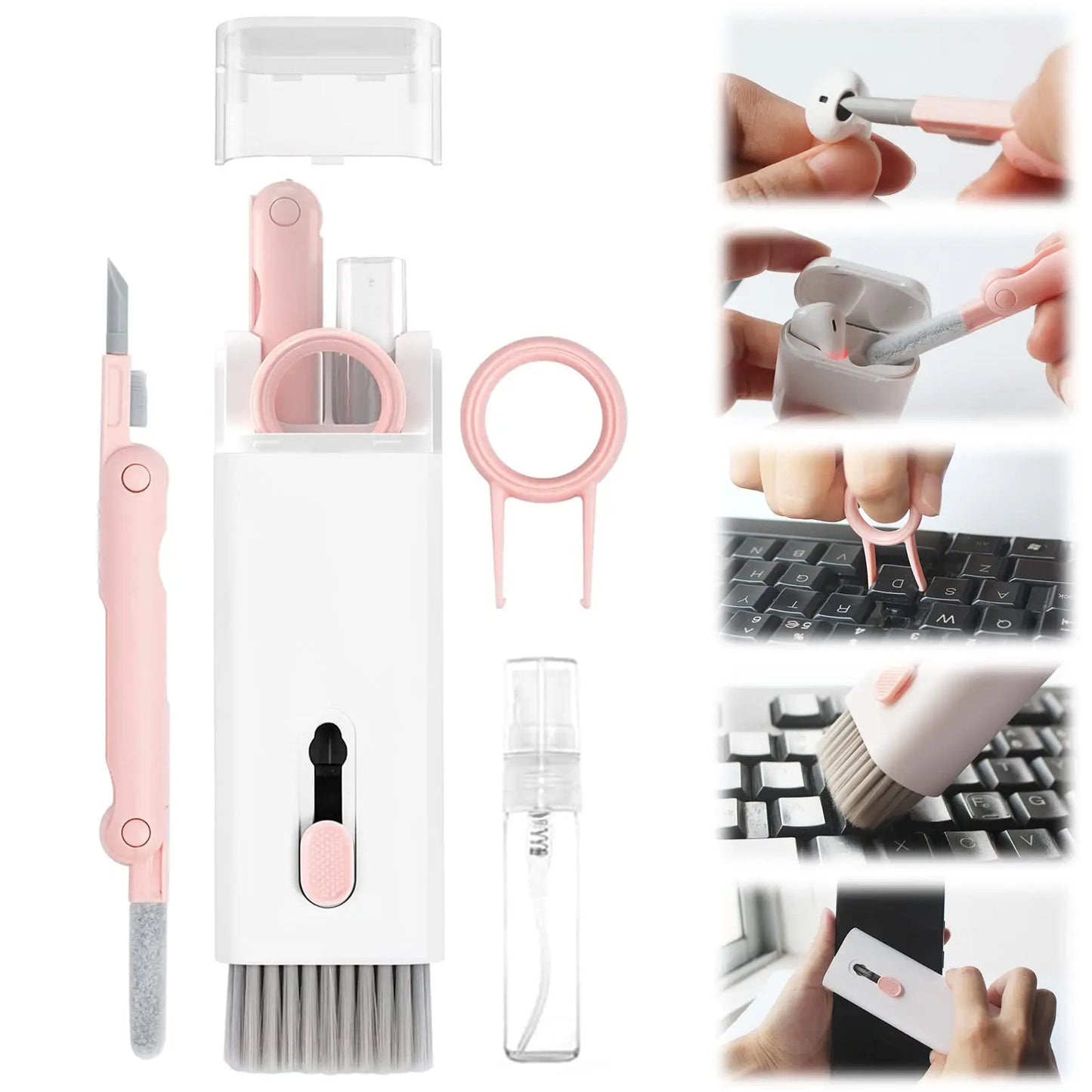 8 in 1 Keyboard Cleaning Brush Kit Phone Stand Earphone Cleaning Pen for Airpod 1 2 3 Cleaning Tool for Computer/MacBook/iPad