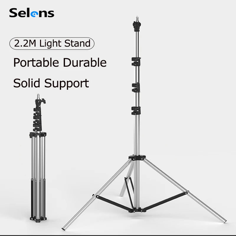 Selens 2.2M Stainless steel C-Stand Photo Studio Kits Light Stand Tripod with 1/4with 3/8" Adapter For Photography Props
