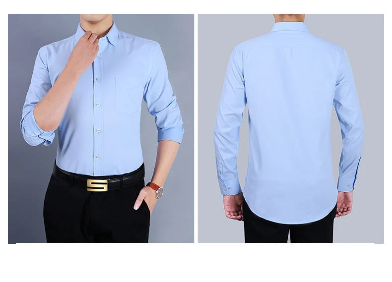 Plus Size 9XL 8XL Men's Business Casual Long Sleeved Shirt Classic Striped Male Social Dress Party Tuxedo Shirts Yellow Purple