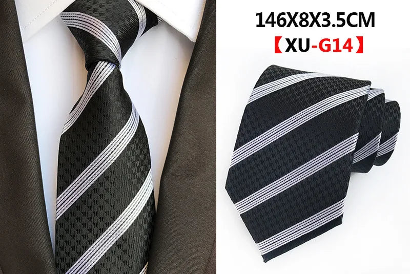 Men's Fashion Tie 8cm Silk Classic Necktie Yellow Blue Plaid Striped Flower Ties Business Wedding Mans Neckwear Gift Accessories