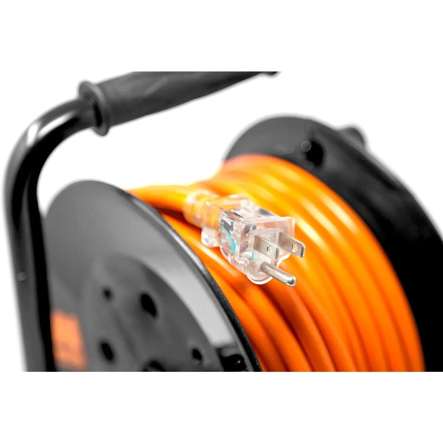 PC5043R 50 ft. 14-Gauge Heavy-Duty SJTW Outdoor 14/3 Extension Cord Reel w/ NEMA 5-15R Light-Up Power Outlet,Black